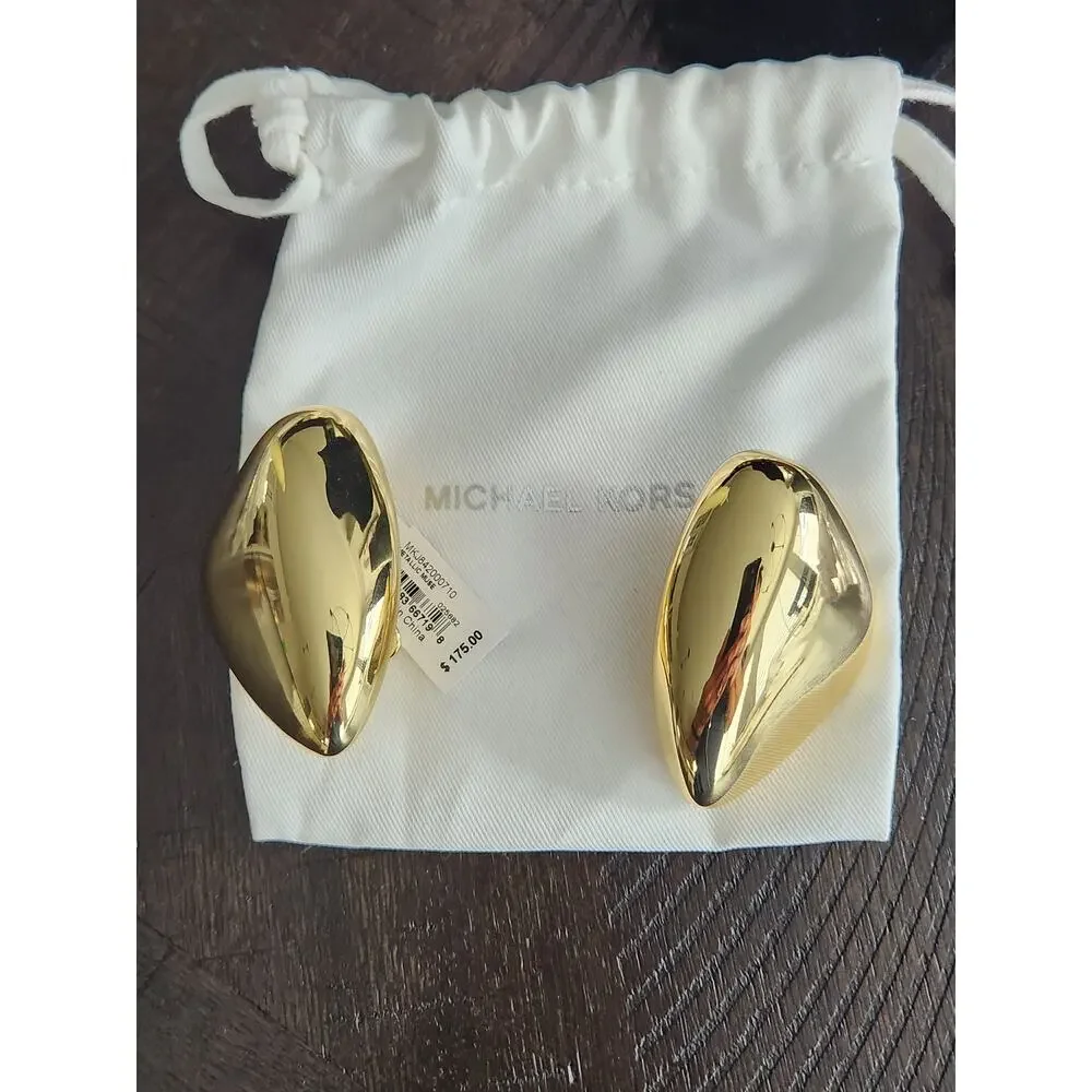 Michael Kors Metallic Muse Brass Pebble Statement Earrings - NWT